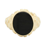 Vintage Black Onyx Men's Gold Nugget Ring - 14k Yellow Gold - Size 9.25