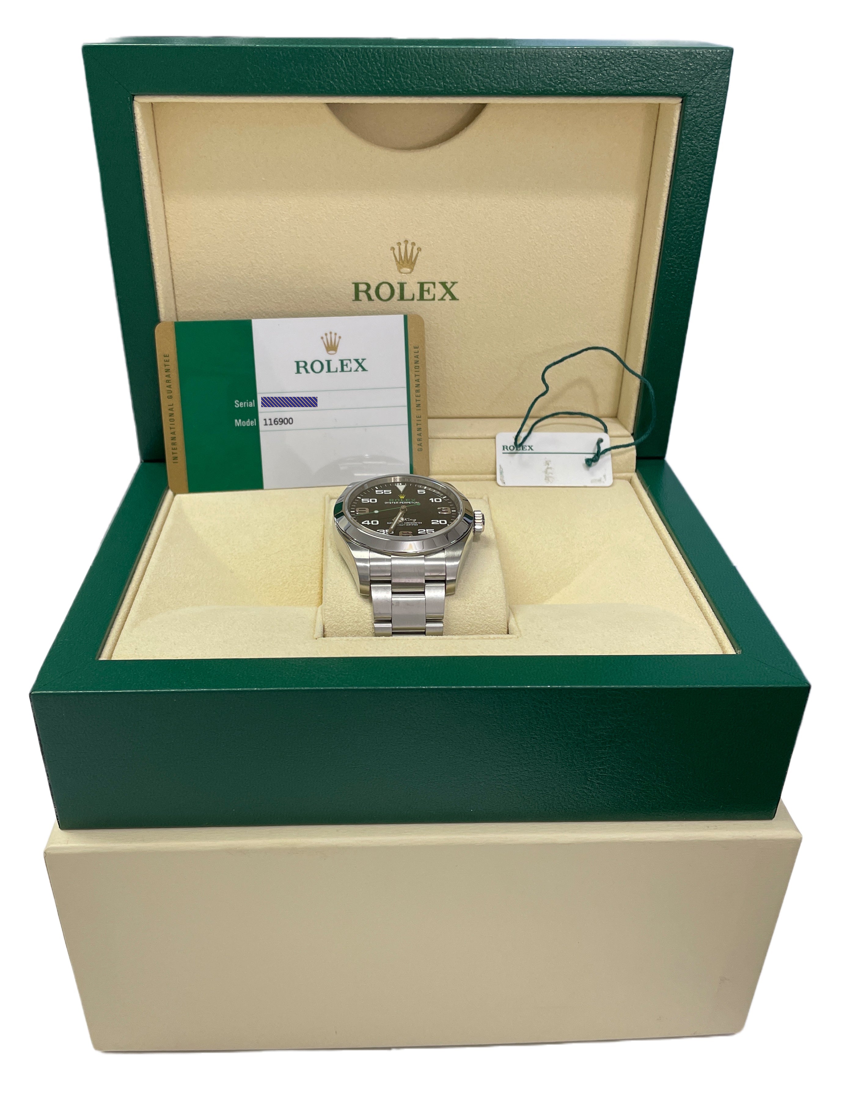 MINT PAPERS Rolex Air-King 40mm Green Black Stainless Steel Oyster 116900 BOX