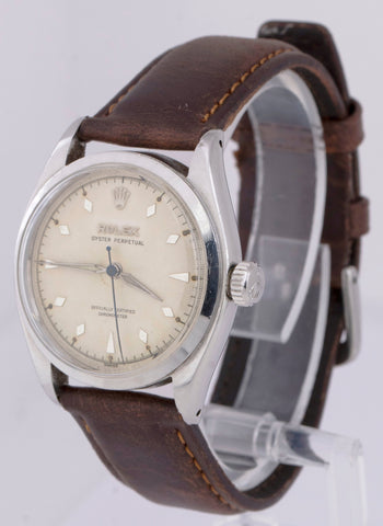 1963 Vintage Rolex Oyster Perpetual 6084 White 34mm Automatic Stainless Watch
