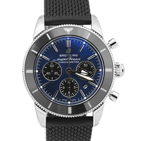 STICKERED Breitling Superocean Heritage Chronograph BLUE Rubber 44mm AB0162 BOX