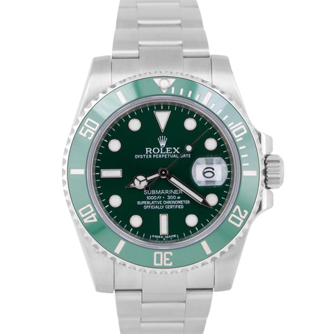 Rolex Submariner HULK Green Ceramic Stainless Steel 40mm Watch 116610 LV