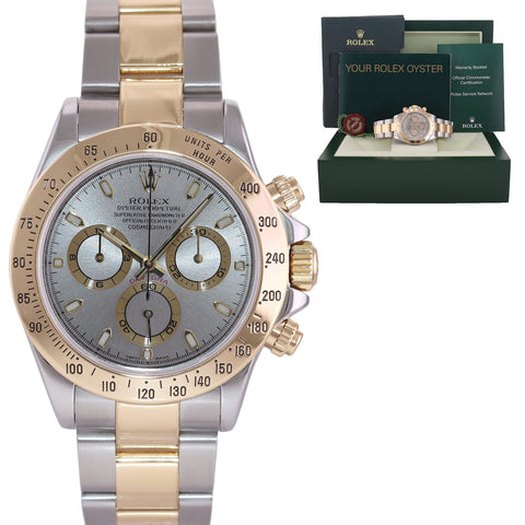 2007  MINT Rolex Daytona 116523 Chronograph Slate Grey Steel 18k Gold Two Tone Watch