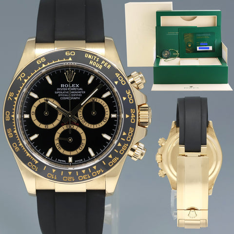 2023 NEW PAPERS Rolex Oysterflex Daytona 126518LN Yellow Gold Black Dial Ceramic Watch
