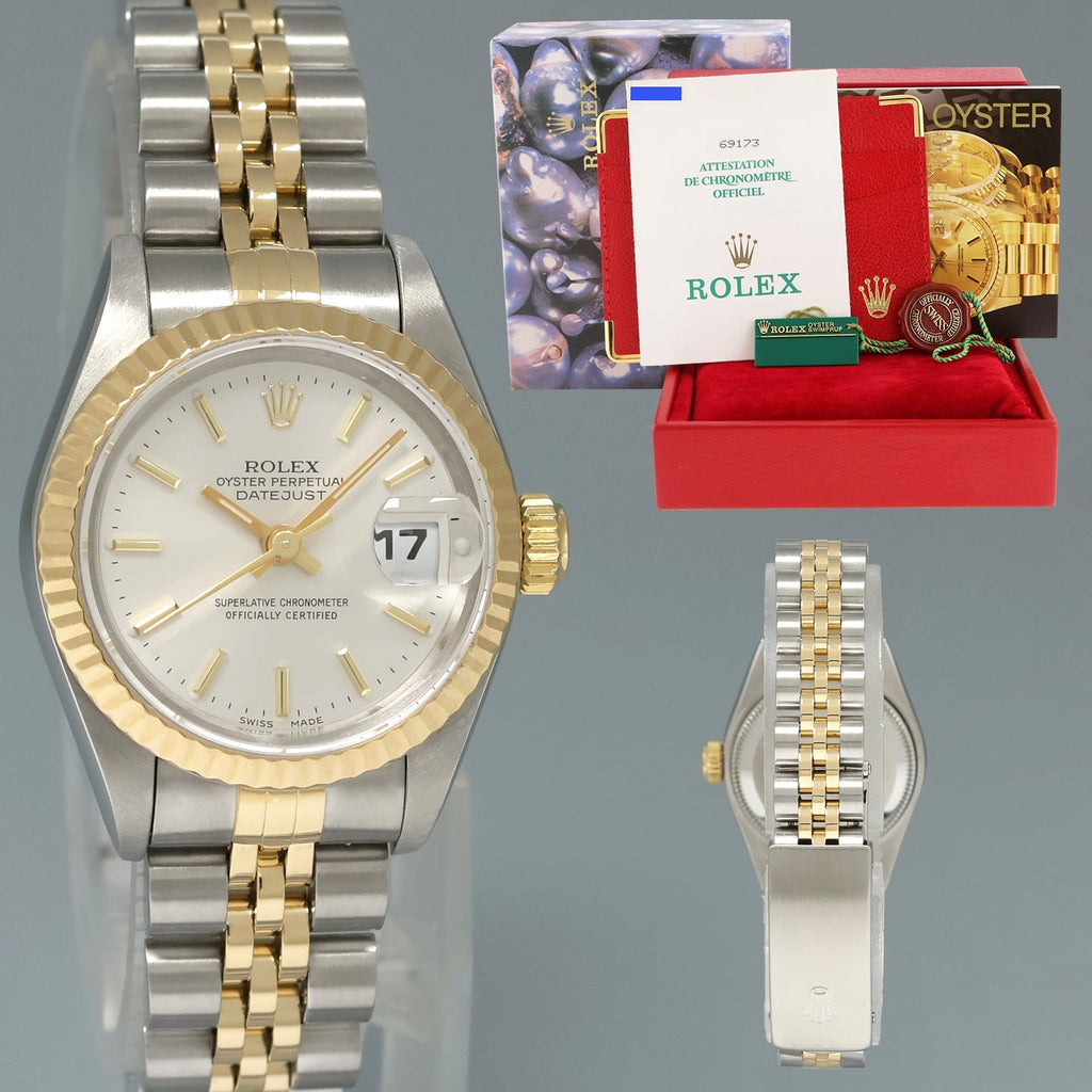 MINT PAPERS Ladies Rolex DateJust 26mm 69173 Two Tone Yellow Gold Jubilee Watch