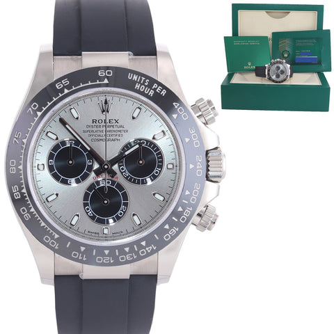 2022 New Papers Rolex Daytona 116519LN White Gold Ceramic Silver Watch Box
