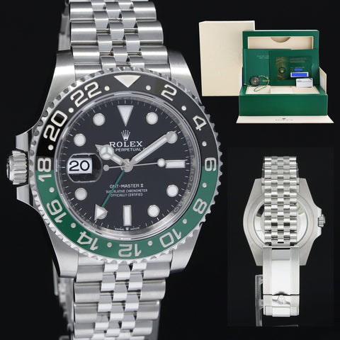 NOV 2023 NEW PAPERS Rolex GMT-Master SPRITE Green Black Jubilee 126720 Watch