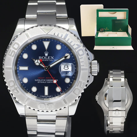 2017 Random Serial Rolex Yacht-Master 116622 Steel Platinum Blue 40mm Watch Box