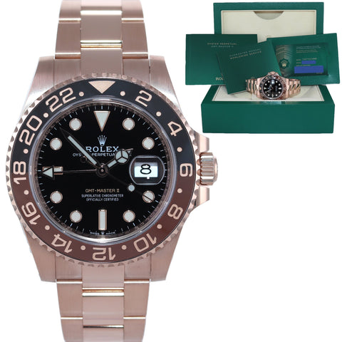 2022 NEW PAPERS Rolex GMT Master Rose Gold Ceramic Root Beer 126715 Watch Box