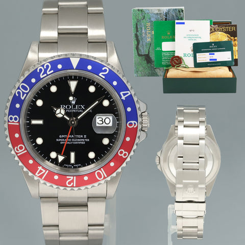 2002 PAPERS & 2017 RSC card Rolex GMT-Master 2 Pepsi Blue Red Steel 16710 Watch