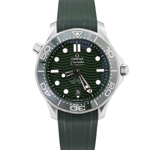 NEW 2024 PAPERS Omega Seamaster Steel GREEN Rubber 42mm 210.32.42.20.10.001 BOX