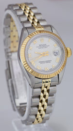 Ladies Rolex DateJust 26mm 69173 White Roman Two-Tone Gold Jubilee Watch 6917