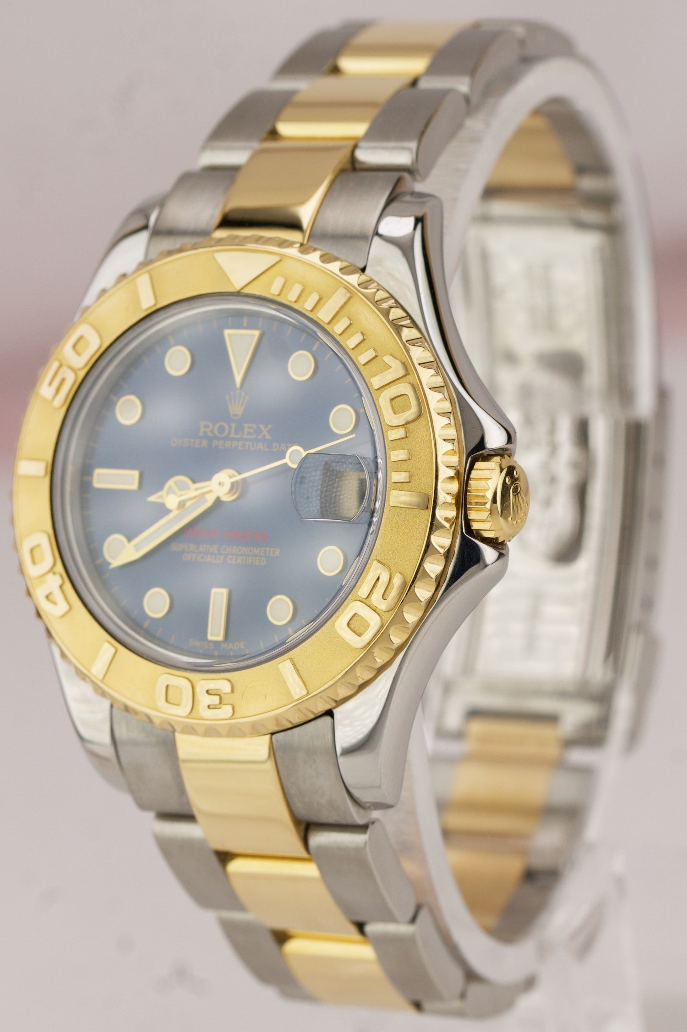 2006 Rolex Yacht-Master Midsize Blue Two-Tone 18K Yellow Gold 35mm Watch 168623