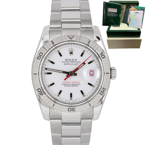 2006 MINT Rolex DateJust 116264 Turn-O-Graph 36mm Thunderbird White Oyster Watch