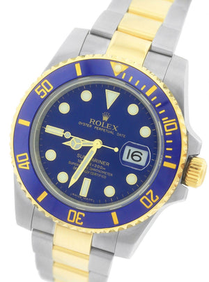 MINT FULL SET Rolex Submariner Ceramic 116613 LB Two-Tone Gold Blue Dive Watch