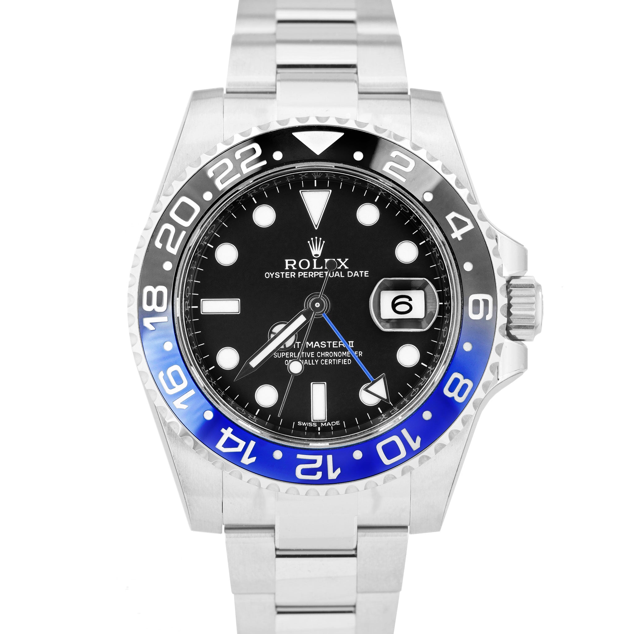 NEW STICKERED NOS Rolex GMT-Master II Batman Blue Black Ceramic 116710 BLNR B+P