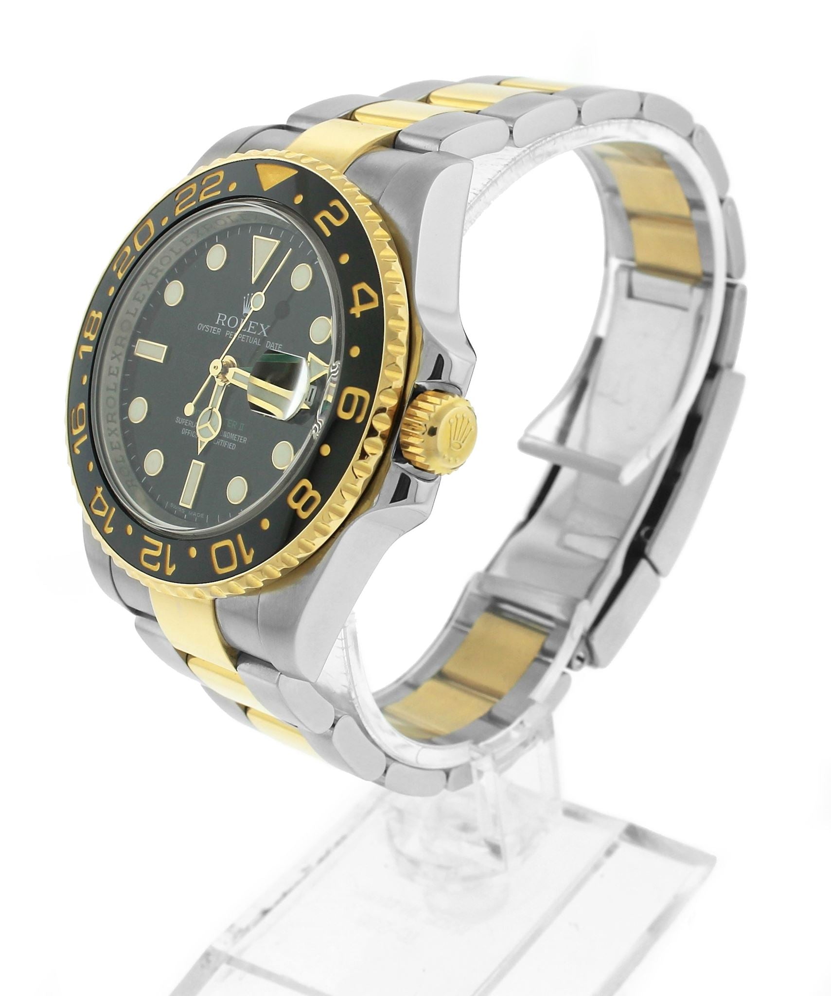 Rolex GMT-Master II Ceramic Black 18K Two-Tone Gold Stainless 40mm Watch 116713