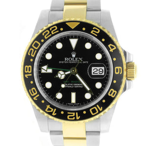 Rolex GMT-Master II Ceramic Black 18K Two-Tone Gold Stainless 40mm Watch 116713