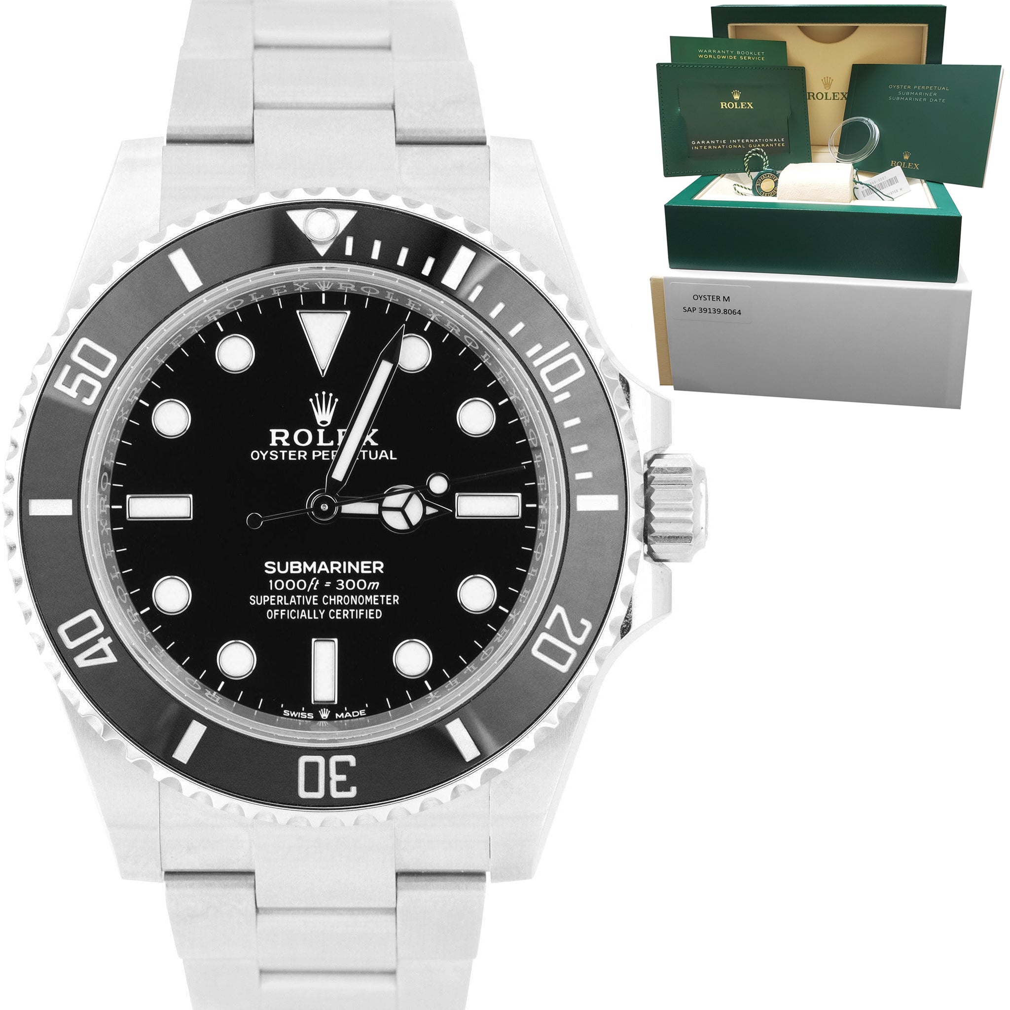 BRAND NEW FEB. 2022 Rolex Submariner 41mm No-Date Black Ceramic Watch 124060 LN