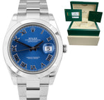 2019 MINT Rolex DateJust 41 Azzurro Blue Stainless Smooth Oyster Watch 126300