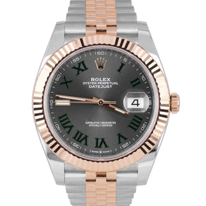 SEP 2021 Rolex DateJust 41 126331 WIMBLEDON Gray Everose Gold 18K Two Tone Watch