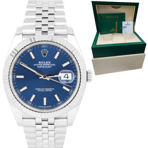 Rolex DateJust 41 Blue Stainless Steel Jubilee 41mm Watch 126334 BOX & PAPERS