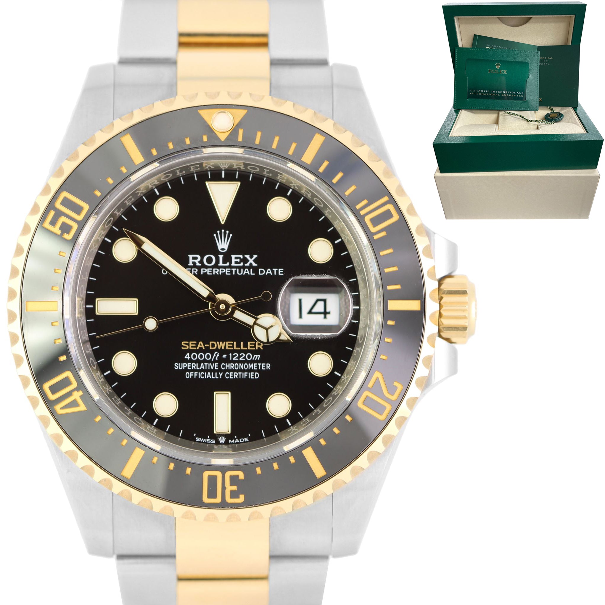 NEW DEC 2021 Rolex Sea-Dweller 43mm Two-Tone Yellow Gold Black Watch 126603