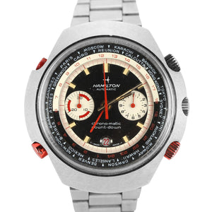 RARE Vintage Hamilton Count-Down GMT Chrono-Matic 141001-3 48mm Black Watch