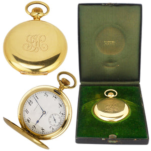 Men's Tiffany & Co. Patek Philippe 18K Yellow Gold Hunter Case 20 J Pocket Watch