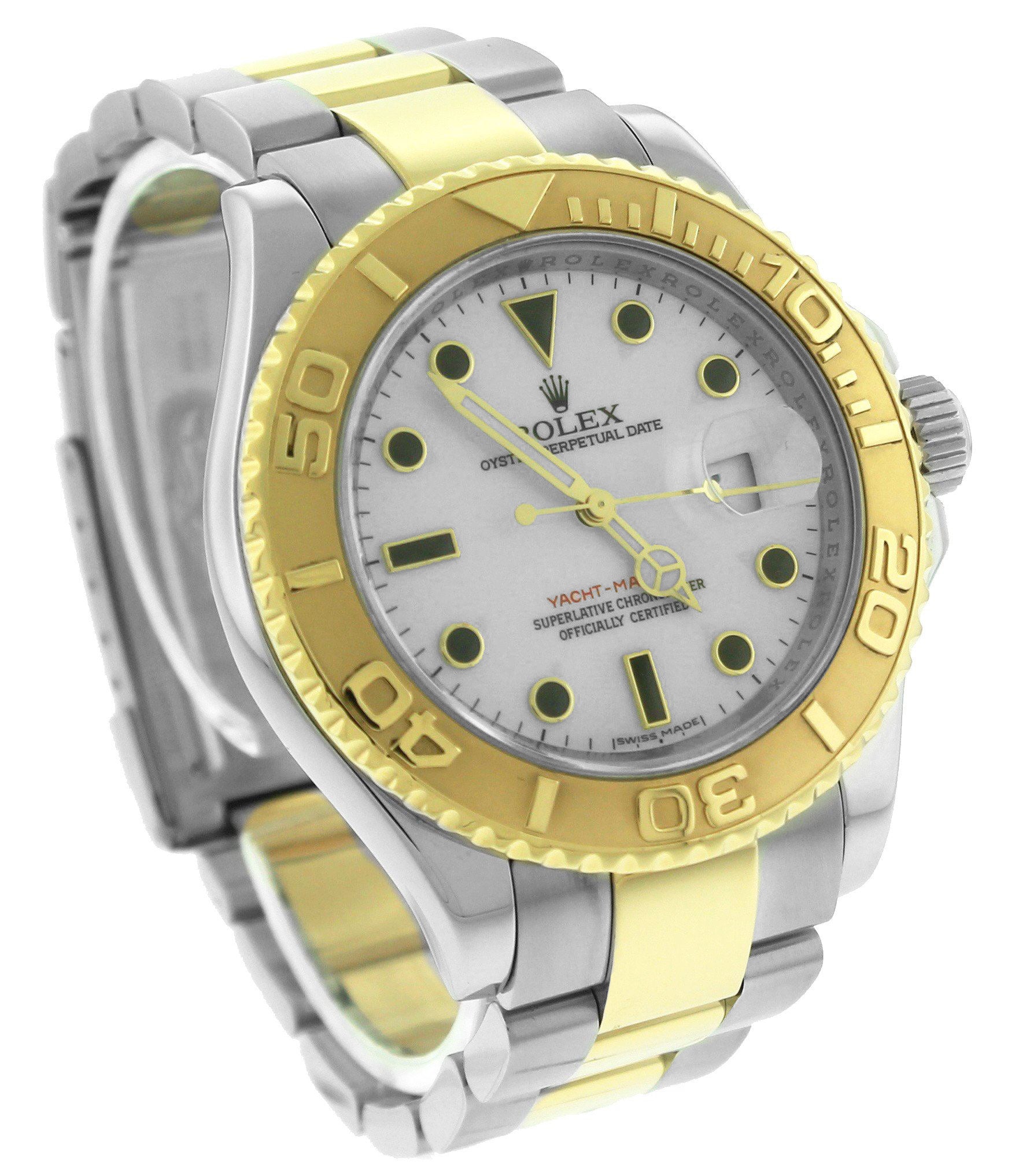 ENGRAVED Rolex Yacht-Master 40mm 18K Two-Tone Steel Gold White Date Watch 16623