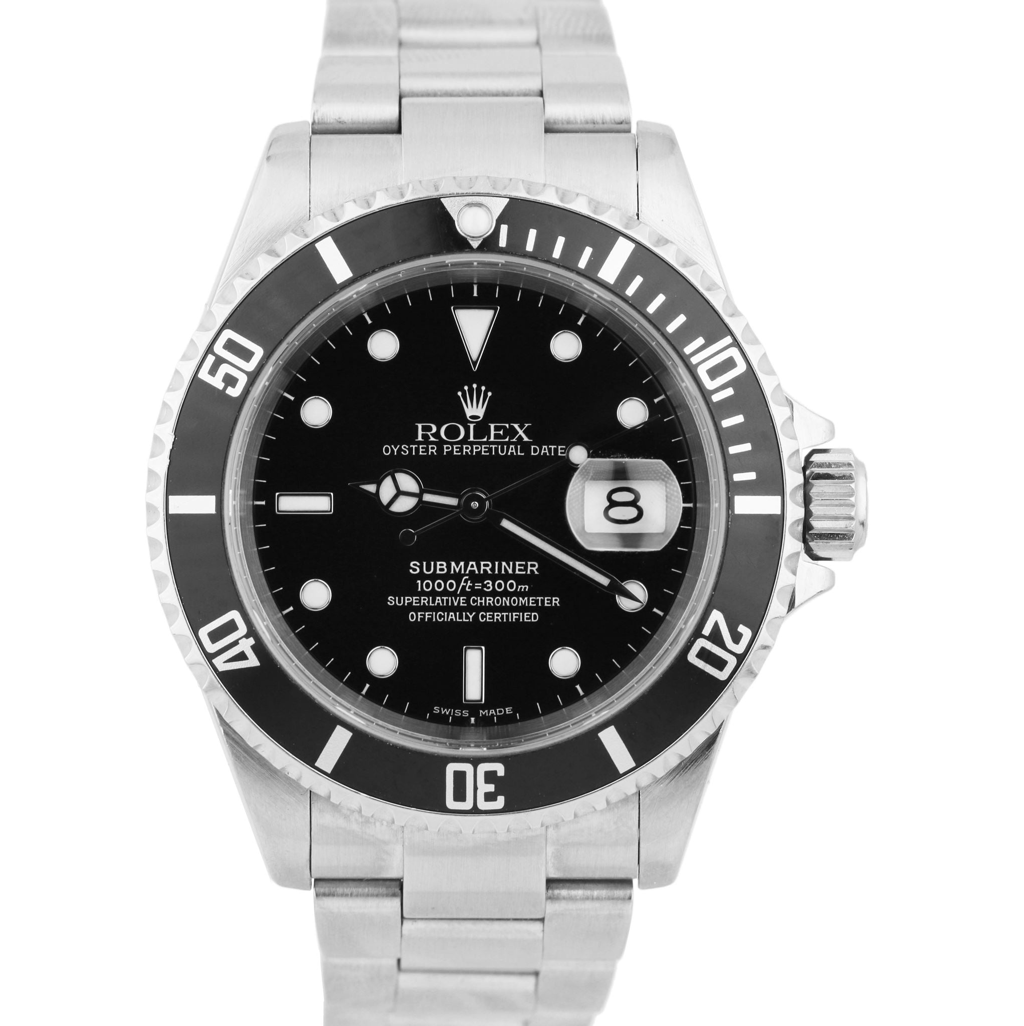Rolex Submariner Date 16610 NO HOLES 40mm Black Stainless Z SERIAL Dive Watch