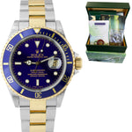 UNPOLISHED 2003 Rolex Submariner Date Steel GOLD THRU Blue 40mm Watch 16613 BP