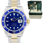 2007 Rolex Submariner 16613 Two-Tone Steel Gold Buckle Blue 40mm NO-HOLES Watch