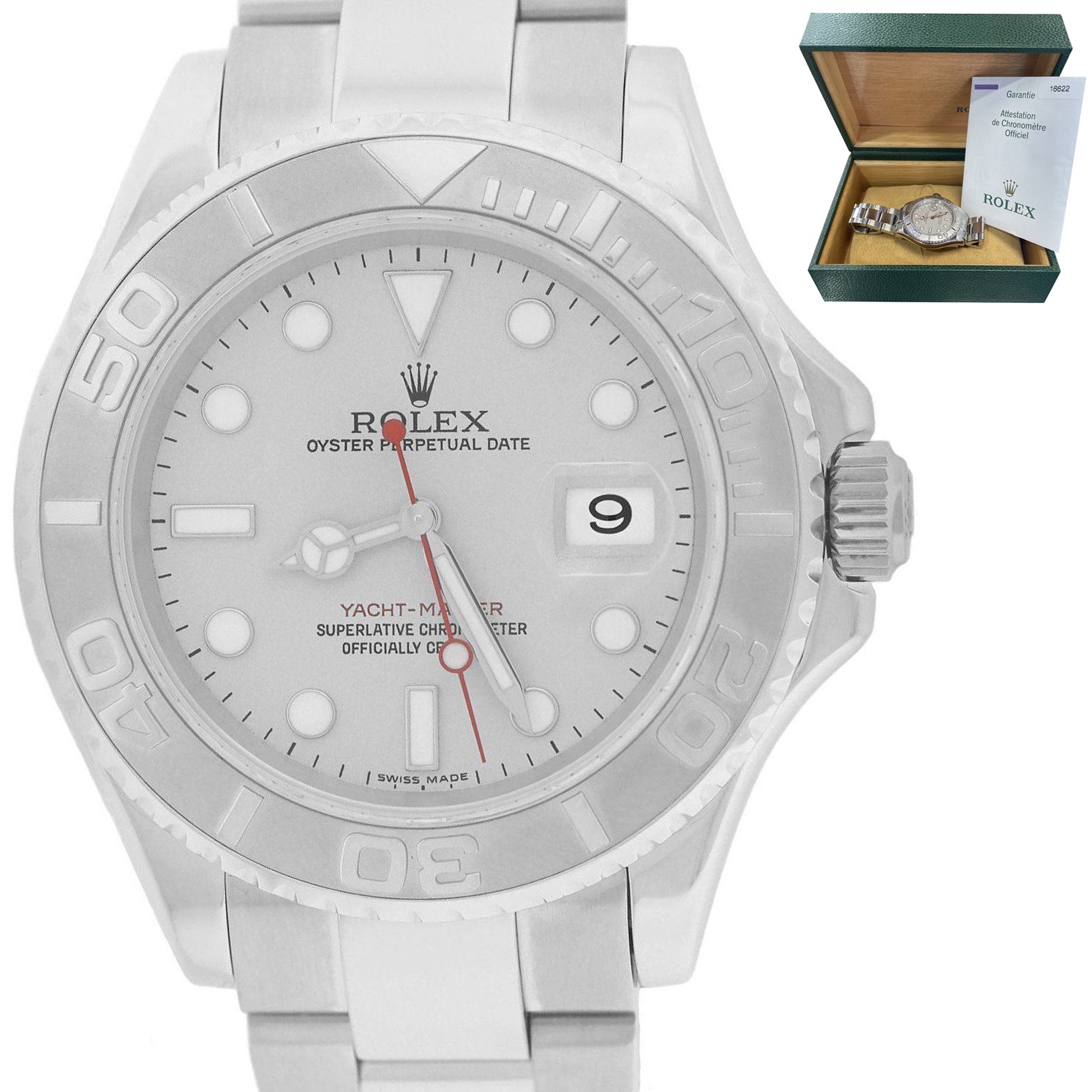 2005 Rolex Yacht-Master 16622 Stainless Steel Platinum Rolesium 40mm Date Watch