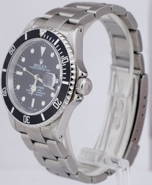 2002 Rolex Submariner Date Stainless Steel Pre-Ceramic Automatic Watch 16610 B+P