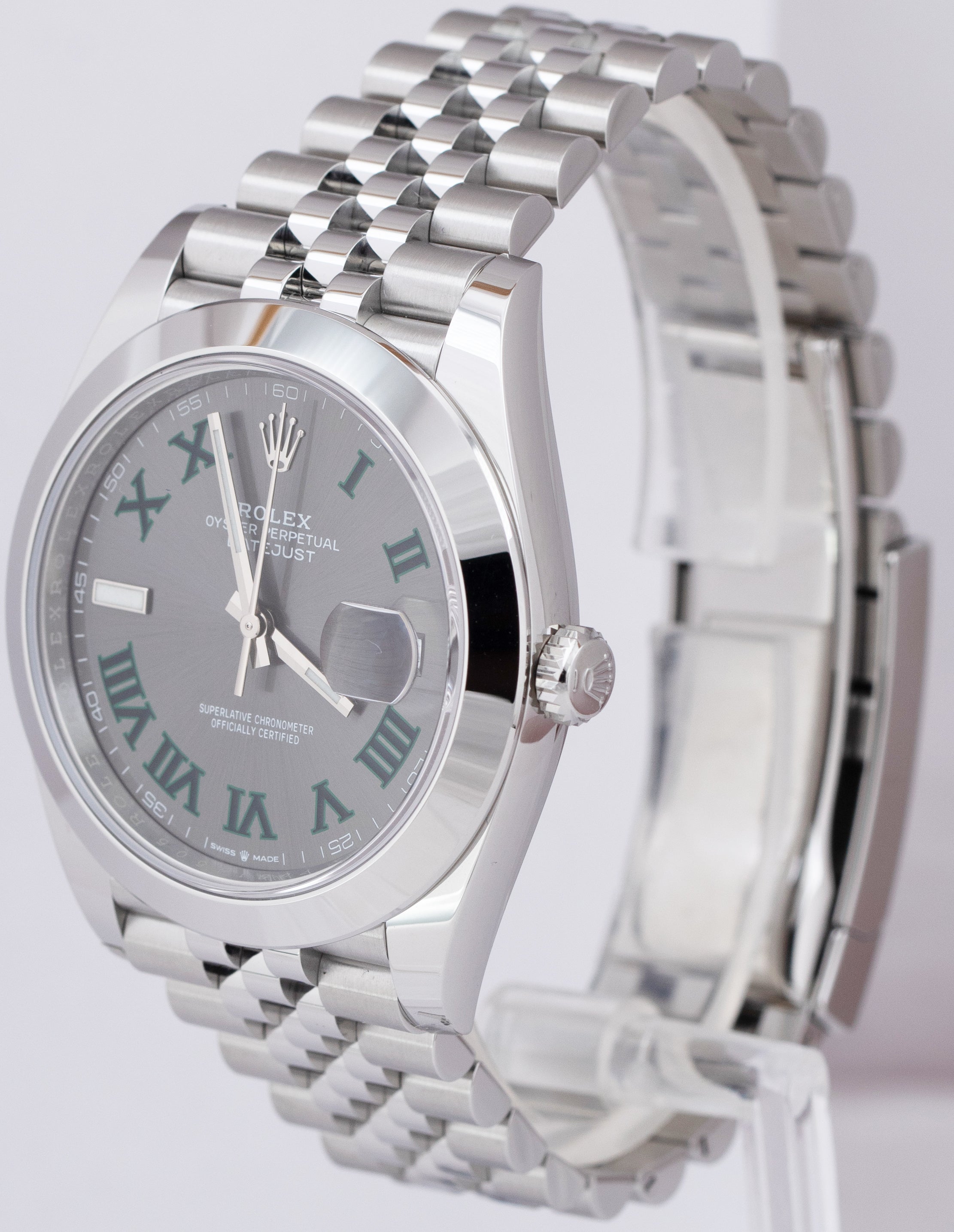 MINT 2018 Rolex DateJust 41 Wimbledon Rhodium Gray 41mm Jubilee Watch 126300