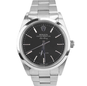 UNPOLISHED Rolex Oyster Perpetual Air-King Black NO-HOLES 34mm Watch 14000 M
