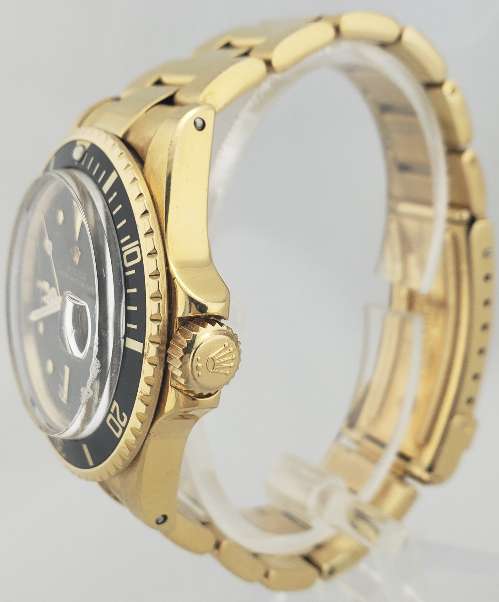 Vintage 1976 Rolex Submariner Date Black Nipple Dial 18K Yellow Gold Watch 1680