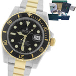 2017 MINT Rolex Submariner Ceramic 116613 N LN Two-Tone Gold Black Dive Watch