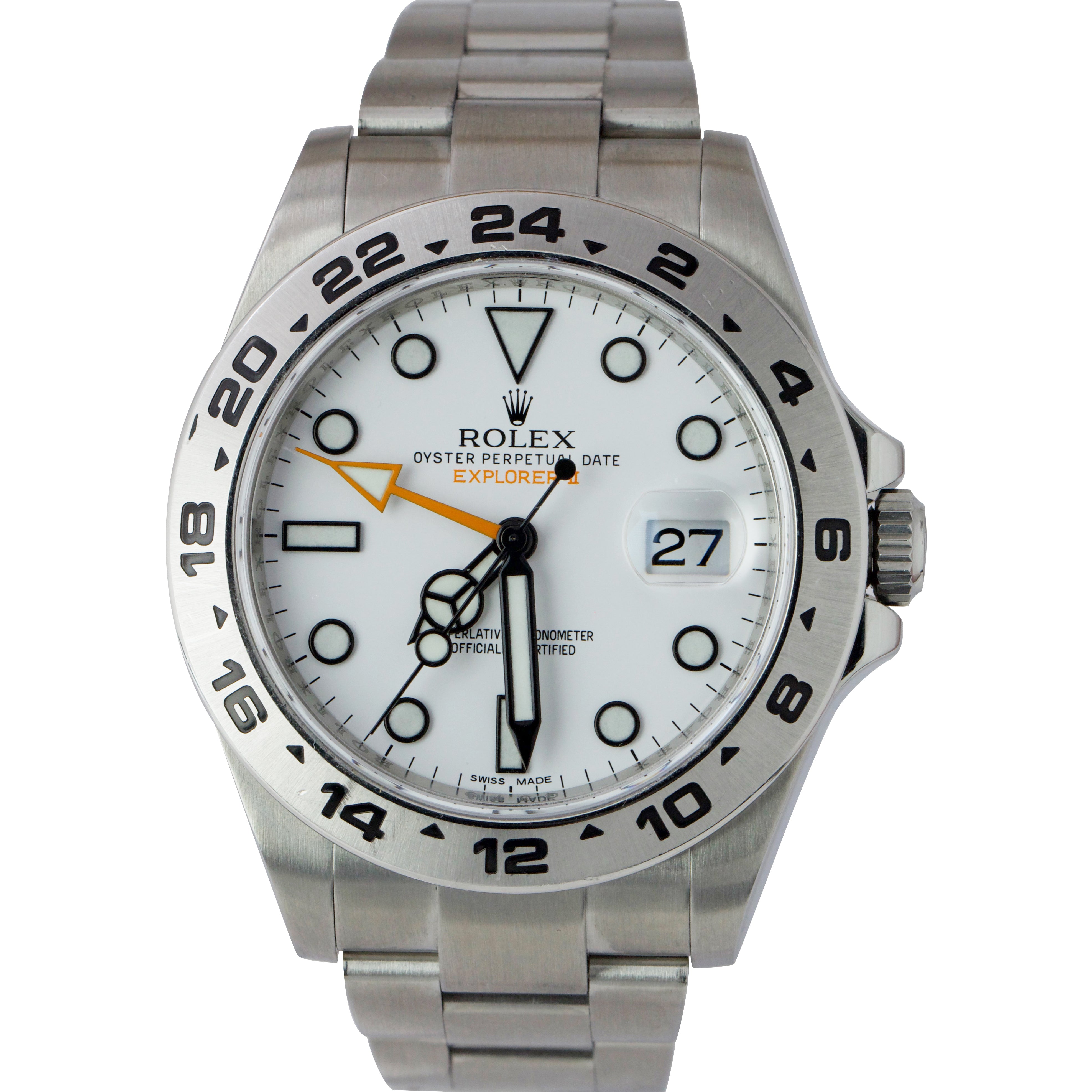 2016 Rolex Explorer II White Orange Stainless 42mm GMT Date Watch 216570 B+P
