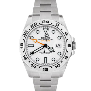 NEW DEC 2020 Rolex Explorer II 42mm White Orange Steel GMT Date Watch 216570