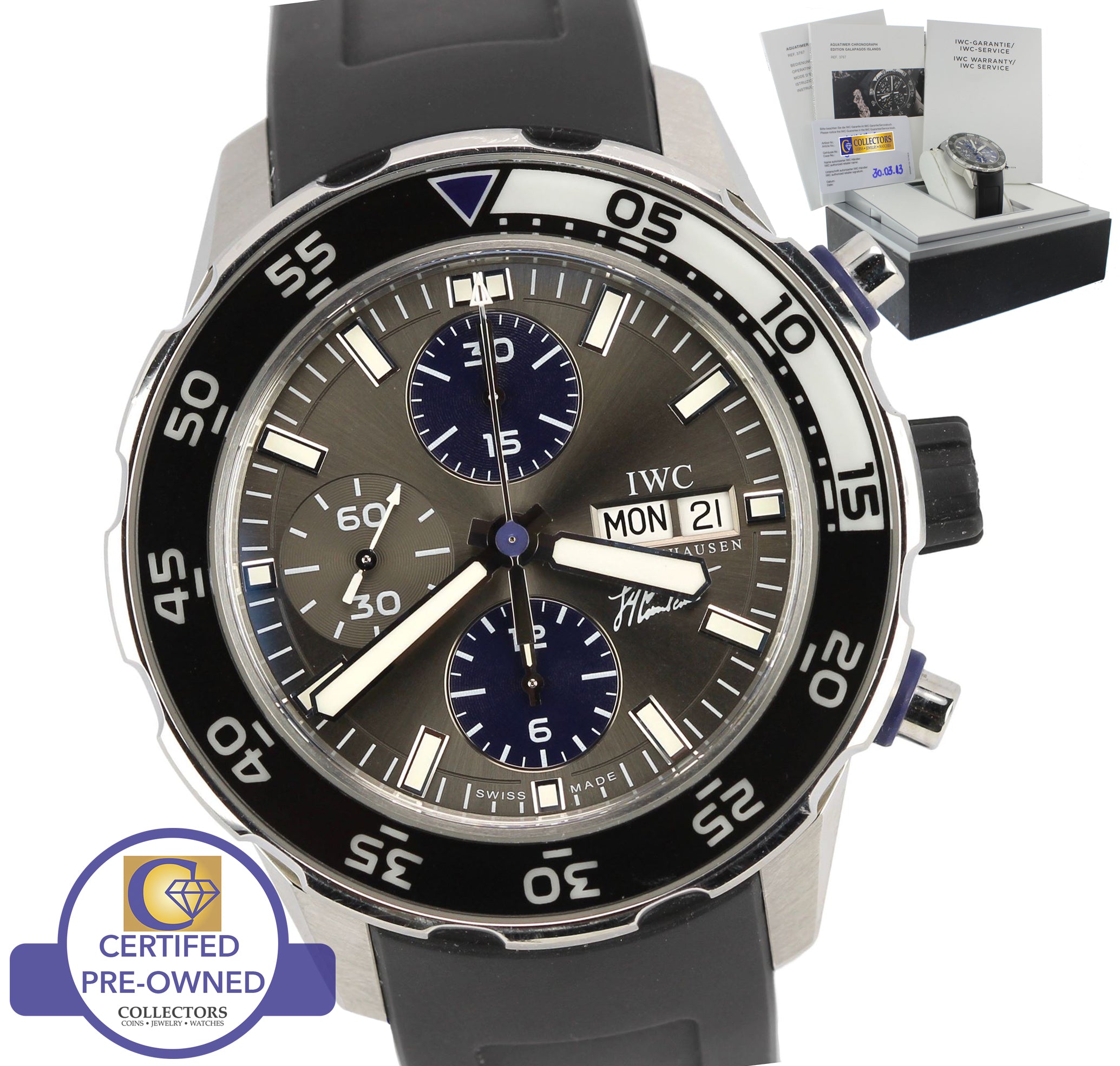 IWC Aquatimer Jacques J.Y. Cousteau Day Date Chronograph 44mm IW376706 3767-06