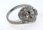Vintage Estate Art Deco 14K White Gold Flower 0.90ctw Diamond Ring 4.2 Grams