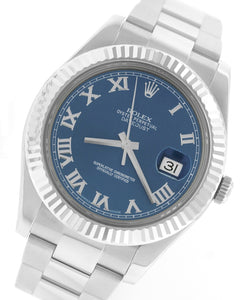 MINT Rolex Datejust II 2 41MM Blue Azzurro Roman 116334 Stainless 18K Gold Watch