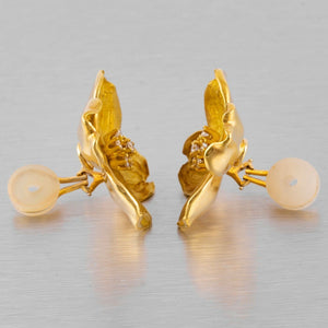 Tiffany & Co. 18k Yellow Gold Diamond Dogwood Flower Earrings 0.70ctw JUMBO