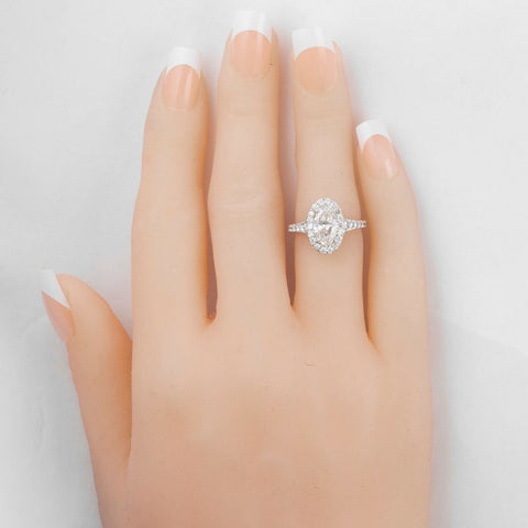 14k White Gold Oval Diamond Halo Bridal Engagement Ring 2.00ctw sz 4.75