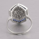 Antique Estate Art Deco 14k White Gold Diamond Sapphire Ring 0.40ctw Size 6.75
