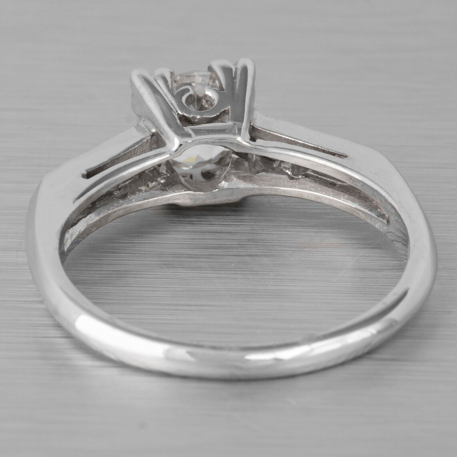 Antique Art Deco 14k White Gold Diamond Bridal Engagement Ring 0.85ctw