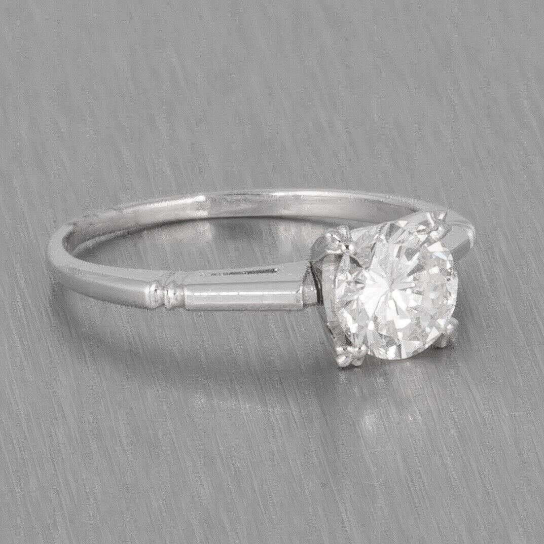 Modern Estate 14k White Gold Solitaire Diamond Engagement Ring 0.68ct Size 4