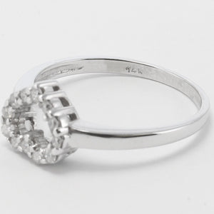 Modern Estate Solid 14k White Gold Open Heart Diamond Ring 0.27ctw Size 6.75