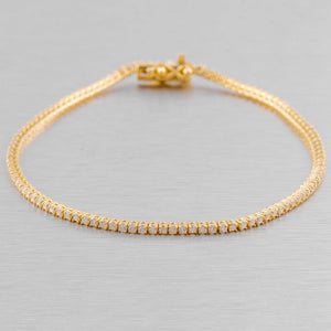 Modern 14k Yellow Gold 108 Stone G VS Diamond Tennis Bracelet 1.25ctw 7"